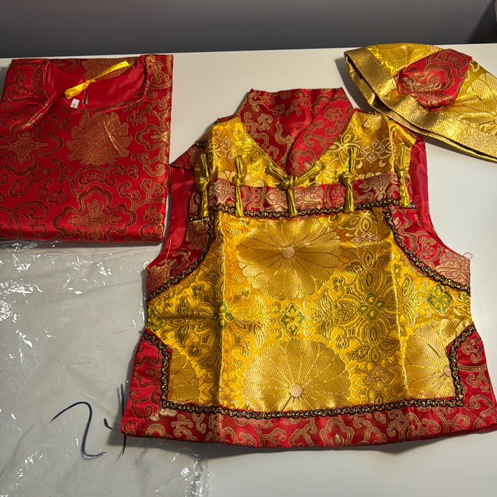 NEW 3 PCs Chinese Lunar New Year Traditional Outfit Red and Gold Boys Size 3-5T